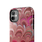 Pink Peacock Marble Italian Tough Phone Case — Durable Marbled Phone Case