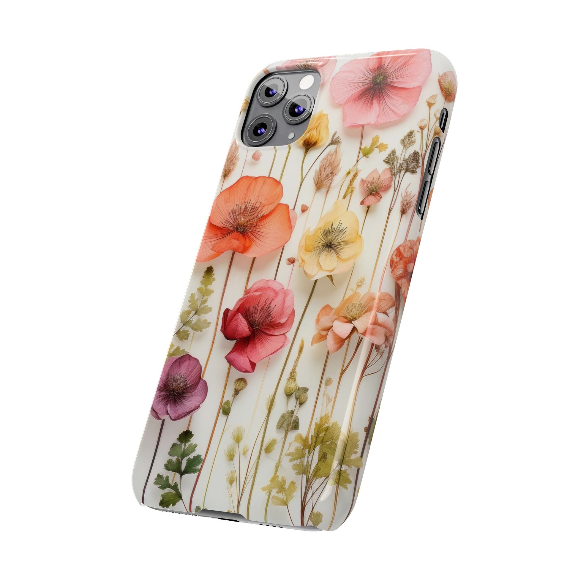 Floral, Pressed Flowers, Pink, Pastels, iPhone 16 and Other Sizes Phone Case, Mag Safe