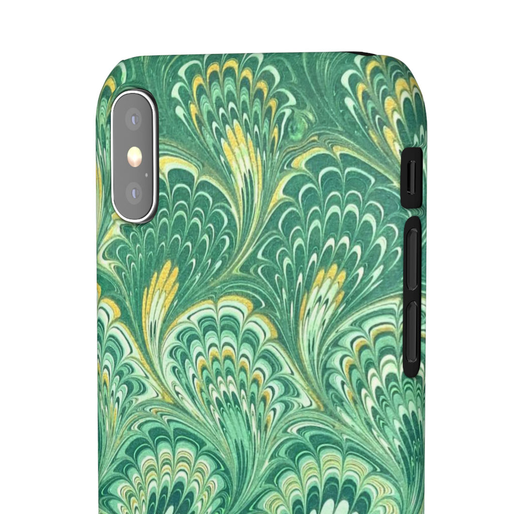 Marbled Feather Green Swirl - Single Layer Slim Phone Case