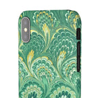 Marbled Feather Green Swirl - Single Layer Slim Phone Case