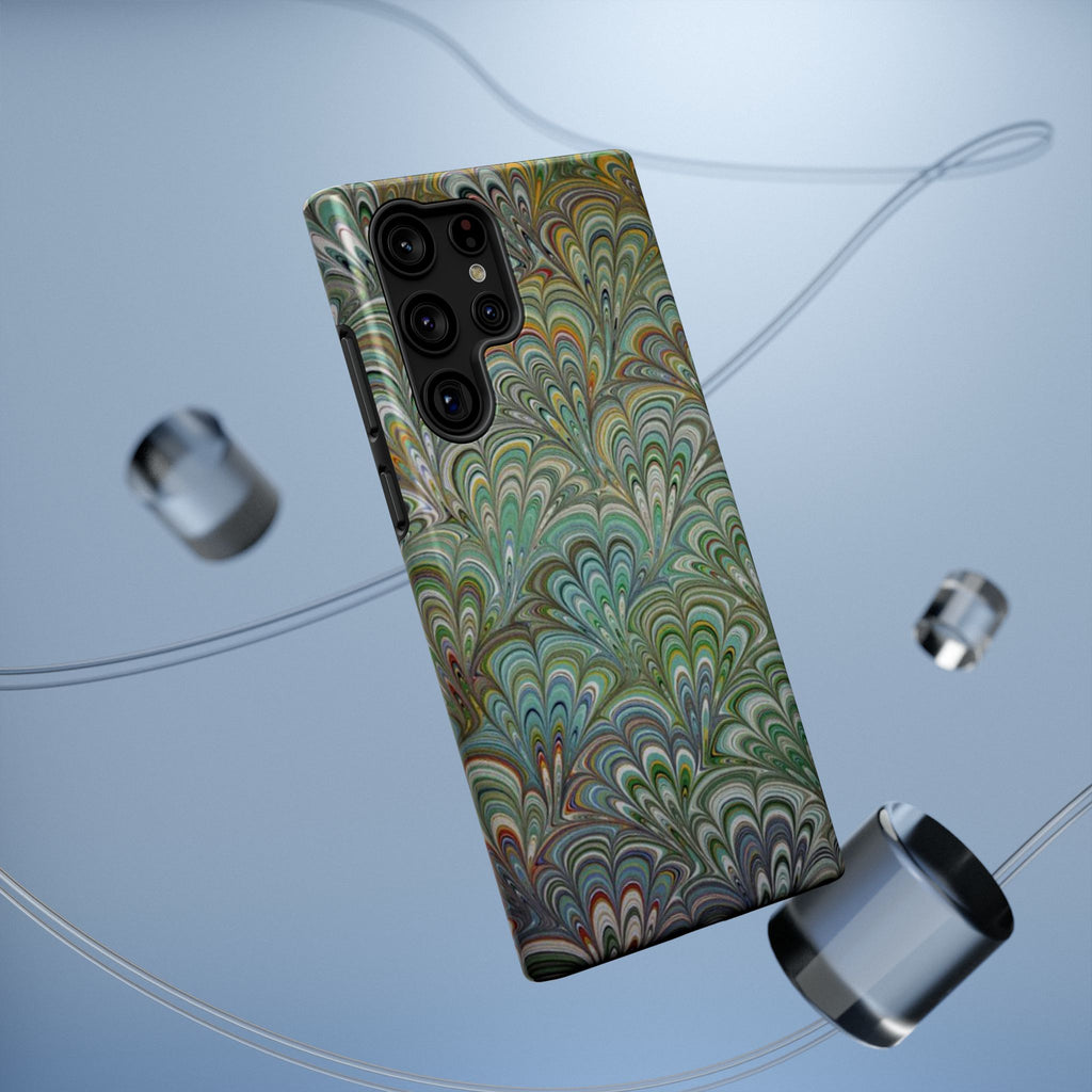 iPhone17 + All Models Phone Cases, Italian Peacock Feather Design, Stylish Impact-Resistant Shell, Protective Cover, Green Peacock Print