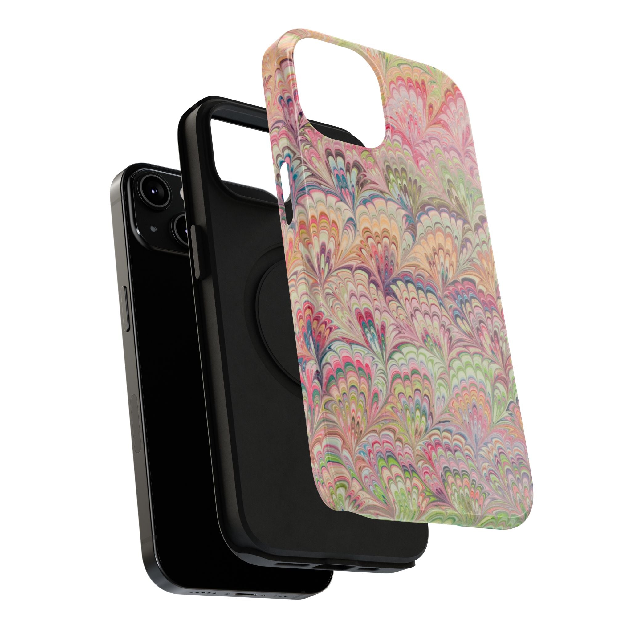 Marbled Pastel Pink and Green Impact-Resistant Phone Case for Apple + Samsung