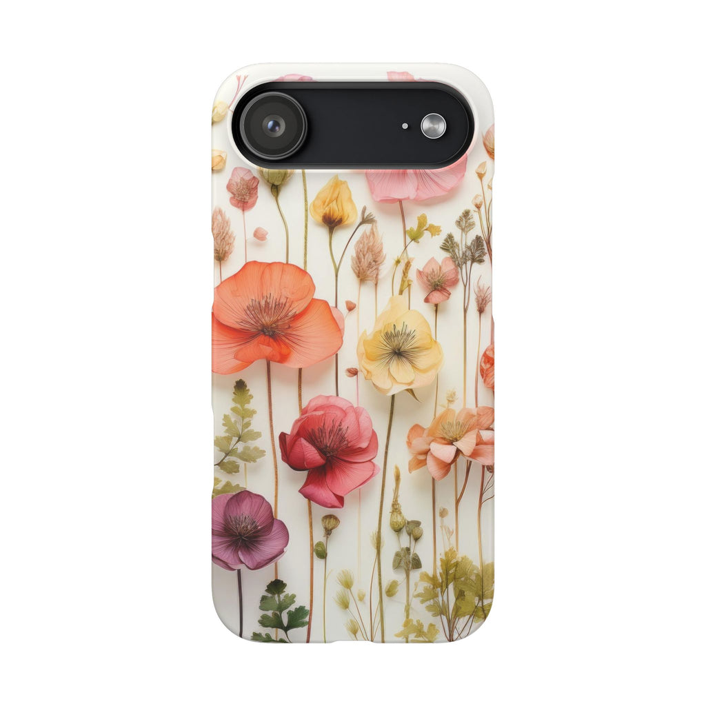Pink Floral Pressed Flowers - Slim Case