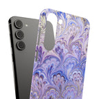 Marbled Feather Lavender + Purple Swirl - Single Layer Slim Phone Case
