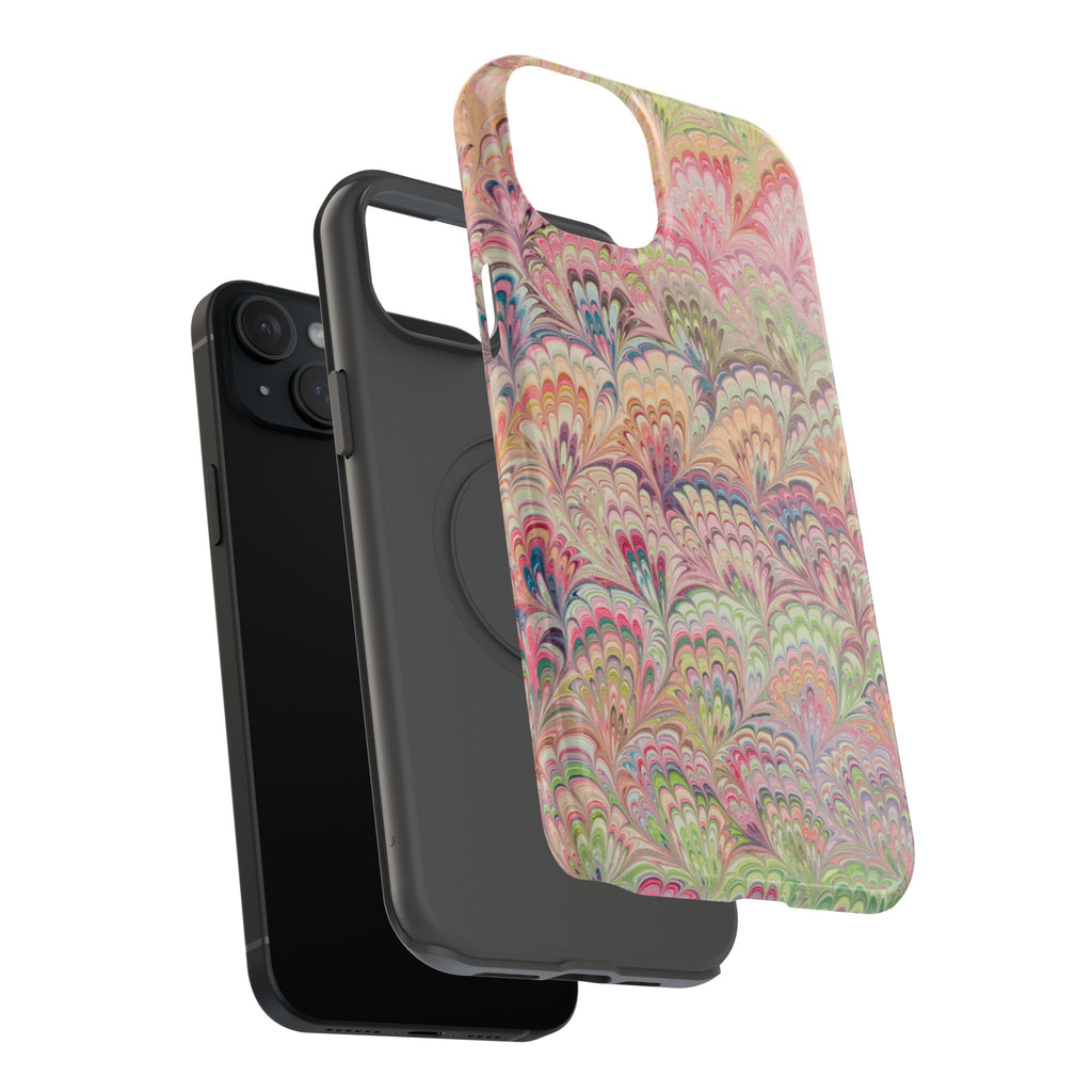 Marbled Pastel Pink and Green Impact-Resistant Phone Case for Apple + Samsung