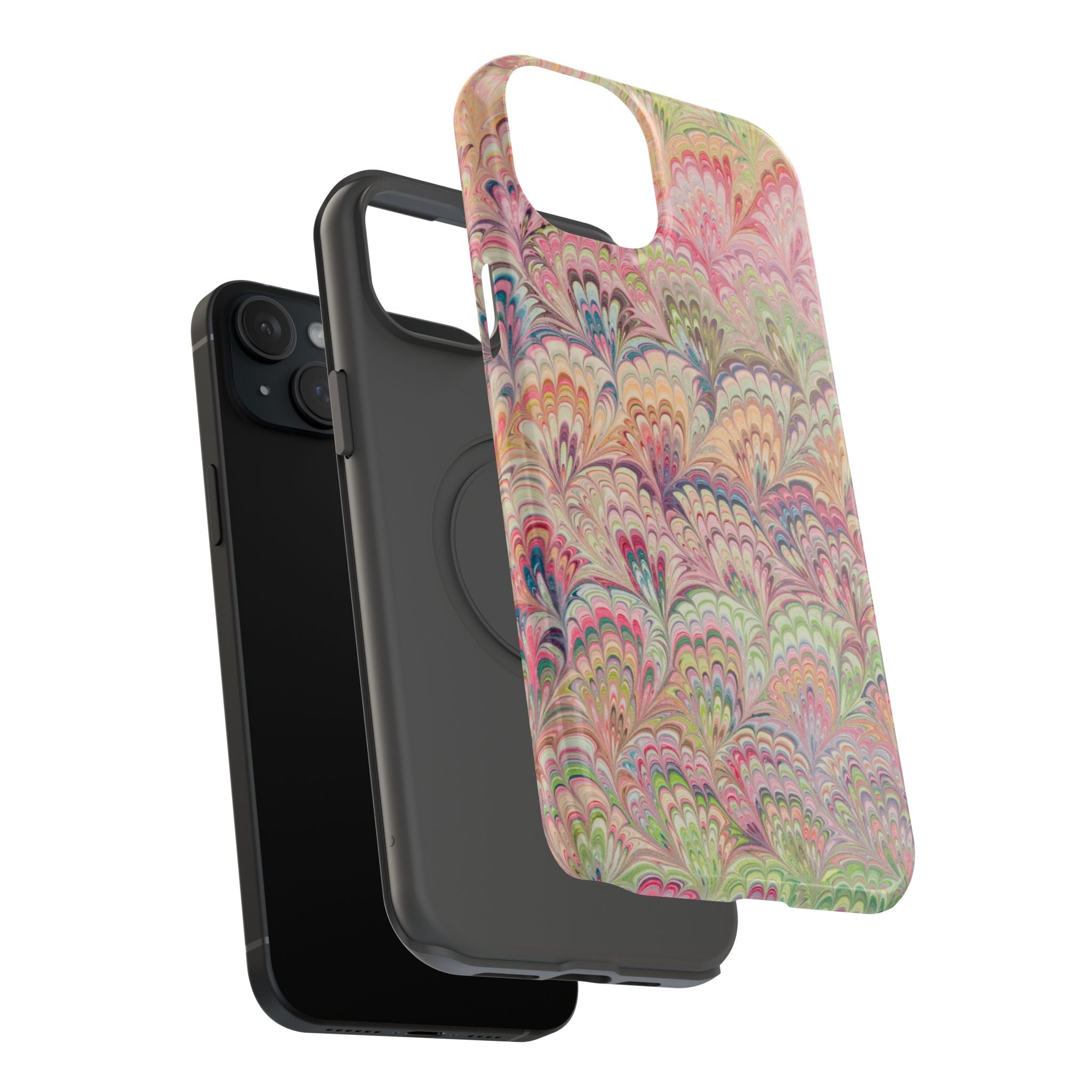 Marbled Pastel Pink and Green Impact-Resistant Phone Case for Apple + Samsung