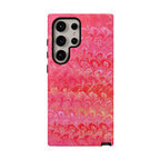 Pink and Gold Marbled Peacock Durable Phone Case - Olive Green and Brown - Matte or Glossy