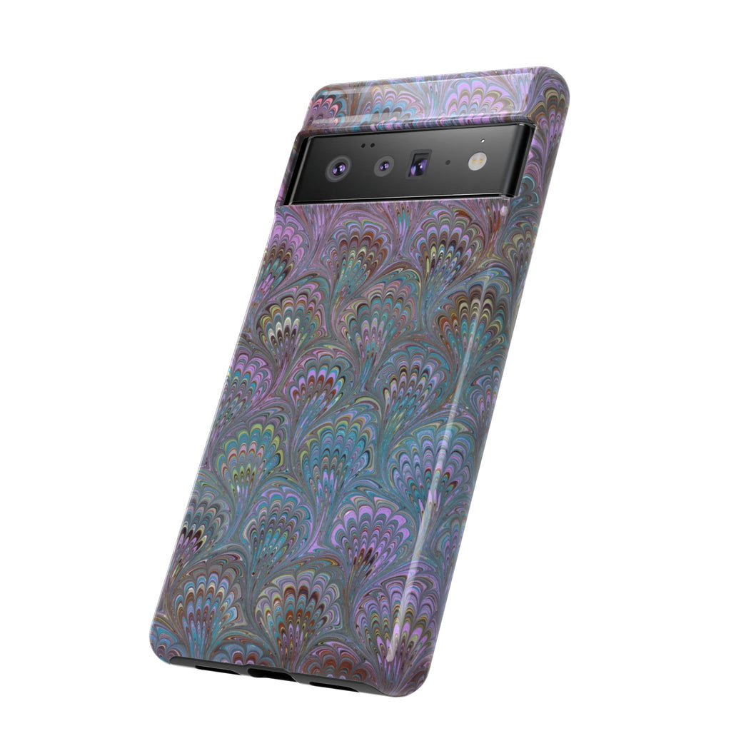 Lavender Marbled Peacock Durable Phone Case - Matte or Glossy
