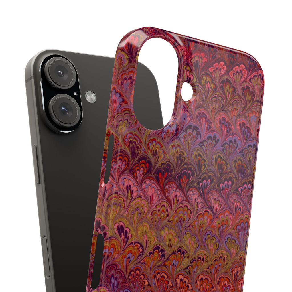 Reds, Lavenders, Marbled VIntage Design, Italian Feather Phone Case, Slim Phone Cases, IPHONE16 and all sizes