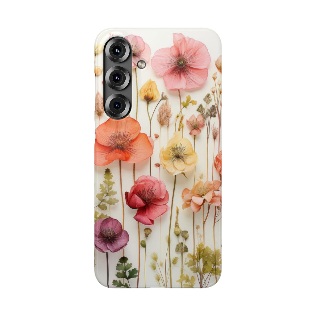 Pink Floral Pressed Flowers - Slim Case