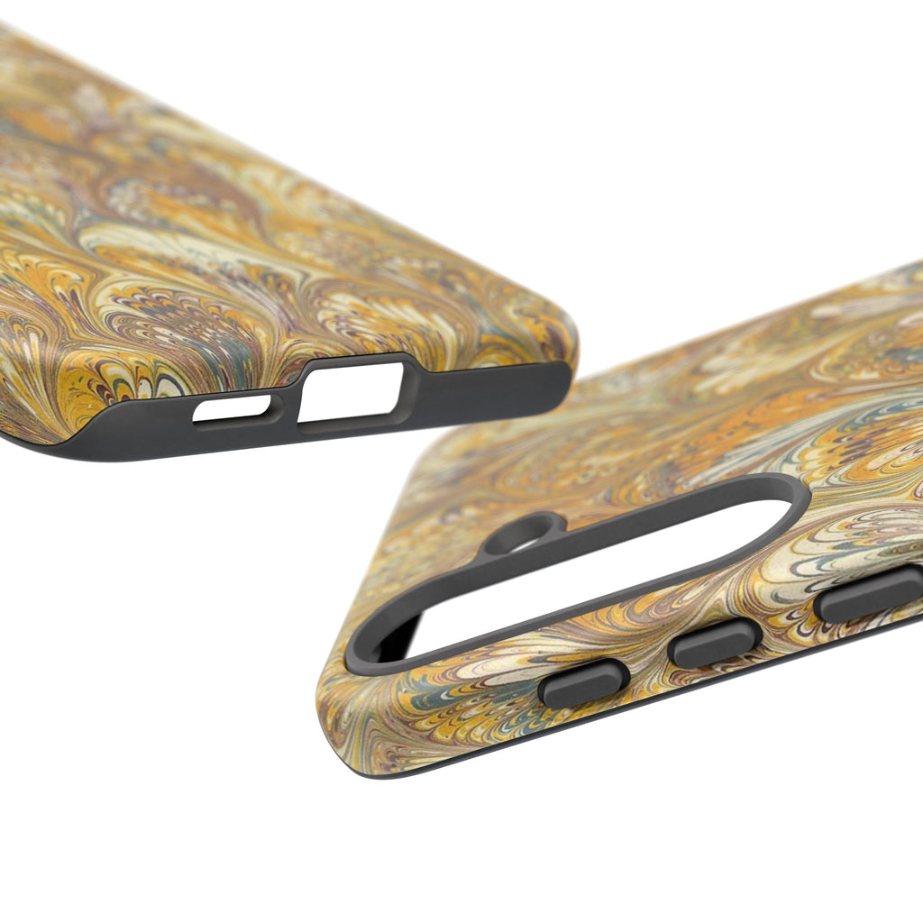 Golden Yellow Marbled Italian Phone Case - Dual Layer - Matte or Glossy