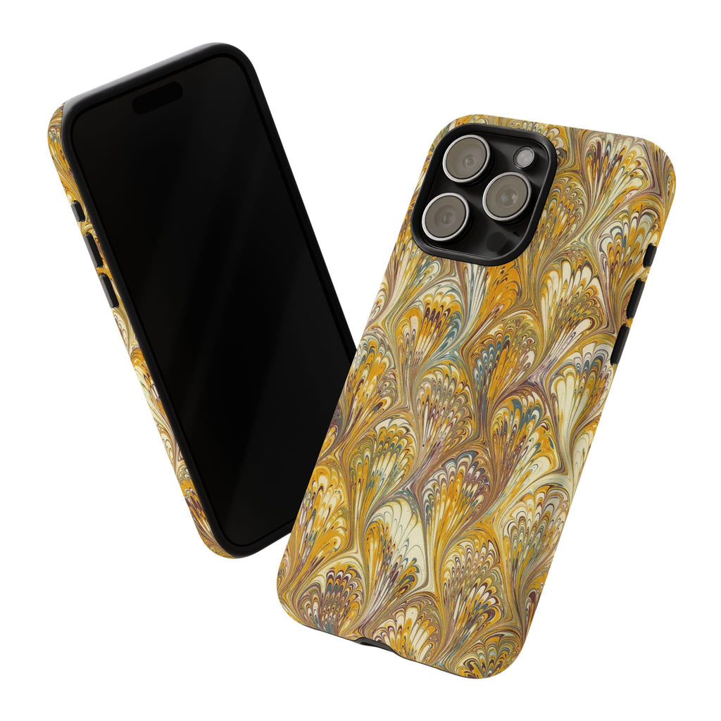 Golden Yellow Marbled Italian Phone Case - Dual Layer - Matte or Glossy