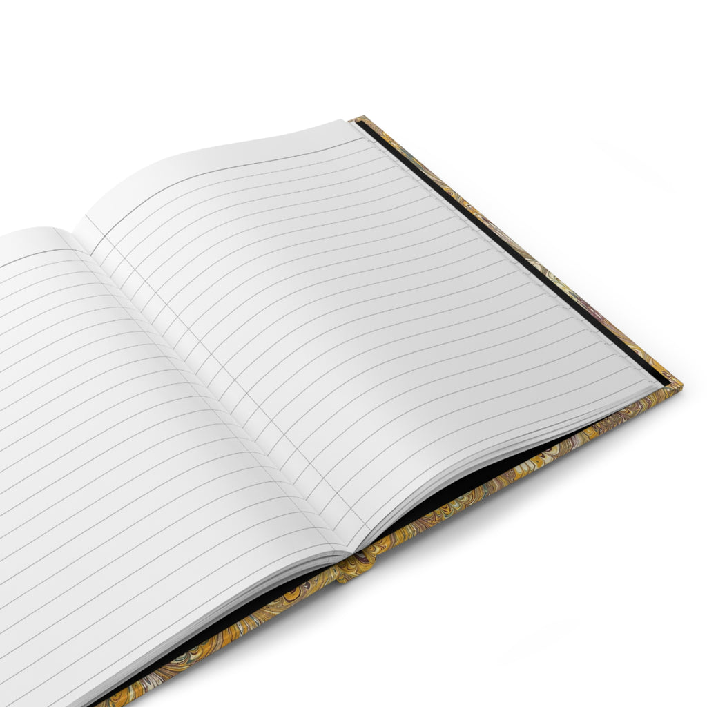Golden Yellow Hand-Painted Italian Feather Marble Design on Hardcover Journal Matte