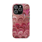 Pink Peacock Marble Italian Tough Phone Case — Durable Marbled Phone Case
