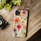 Slim Phone Case - Pink Floral Pressed Flowers iPhone 17 and Other Sizes - Glossy Finish