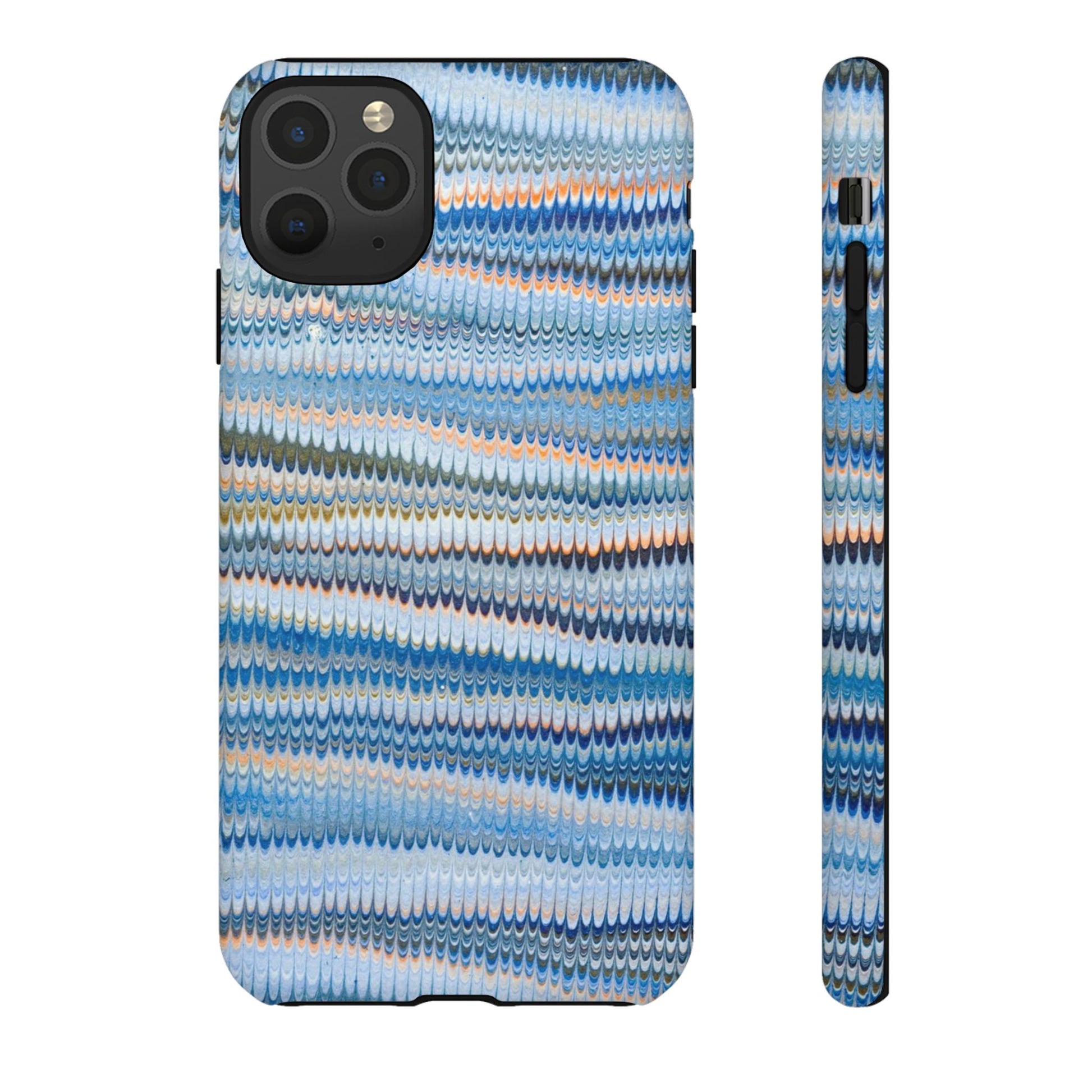 Blue Marbled Phone Cases iPhone 16 + Samsung + Apple + Google - all models, Vintage Marbled Design - Tough Cases