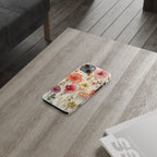 Slim Phone Case - Pink Floral Pressed Flowers iPhone 17 and Other Sizes - Glossy Finish