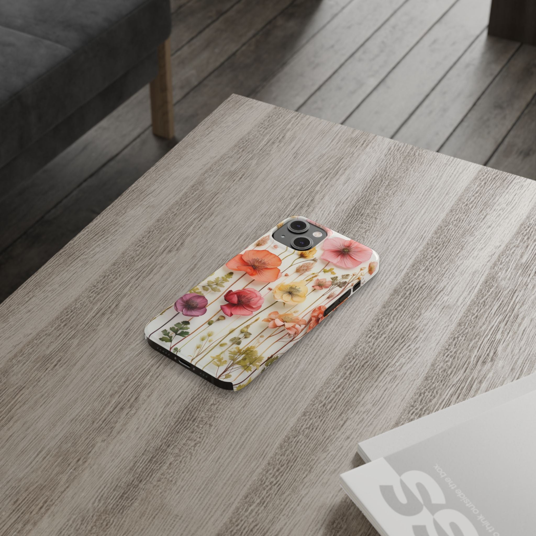 Slim Phone Case - Pink Floral Pressed Flowers iPhone 17 and Other Sizes - Glossy Finish