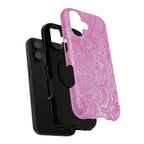 Light Pink + White Florentine Vintage Hand-Marbled Paper Feather Design - Dual Protective Phone Case Design