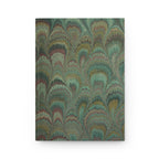 Green + Brown Hand-Painted Italian Feather Marble Hardcover Journal