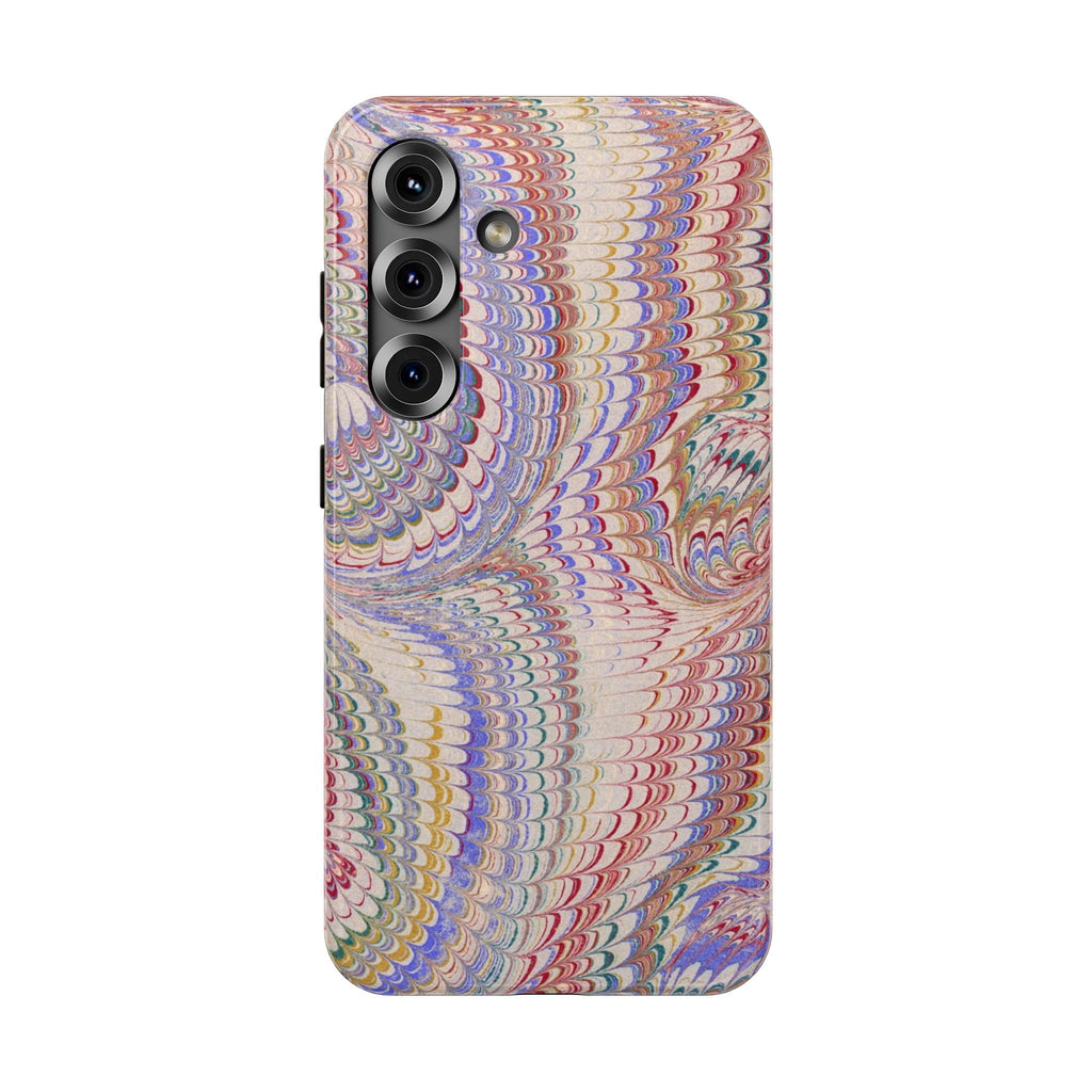 Pink and Lavender Pastel Italian Vintage Feathered Design Dual Layer Durable Phone Case