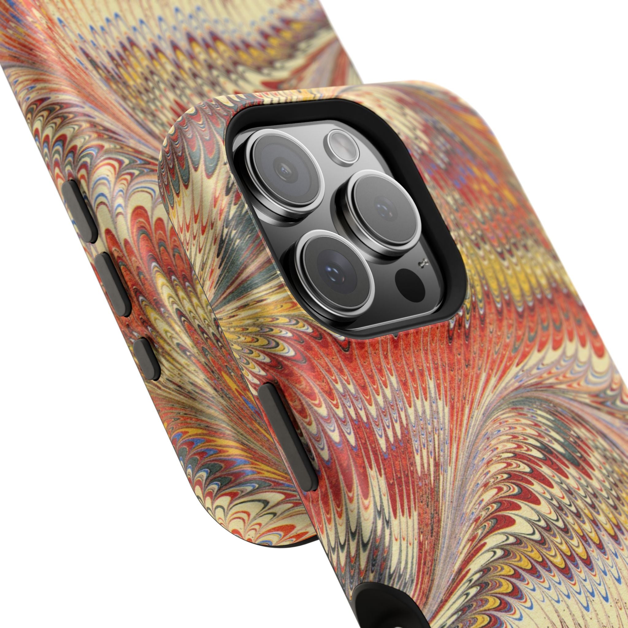 Rust + Gold Italian Marbled Design Magnetic MAG SAFE - Dual Layer Case - Glossy or Matte