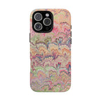 Pastel Pink + Green Feather Marbled Phone Case - Dual Layer Phone Cover