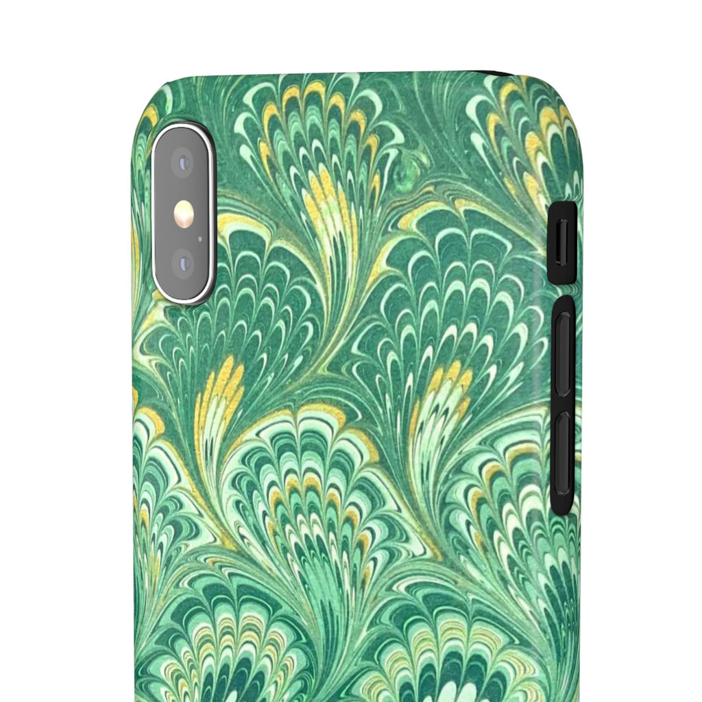 Marbled Feather Green Swirl - Single Layer Slim Phone Case