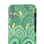 Marbled Feather Green Swirl - Single Layer Slim Phone Case