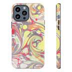 Yellow and Pink Swirl Marbled Italian Phone Case - Dual Layer - Matte or Glossy
