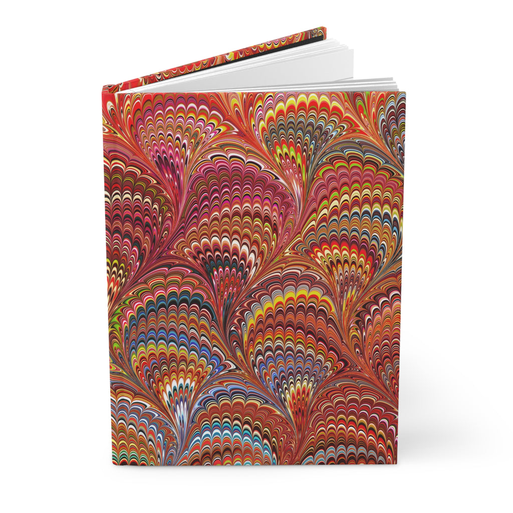 Red Vintage Italian Feather Marble Design Hardcover Journal Matte