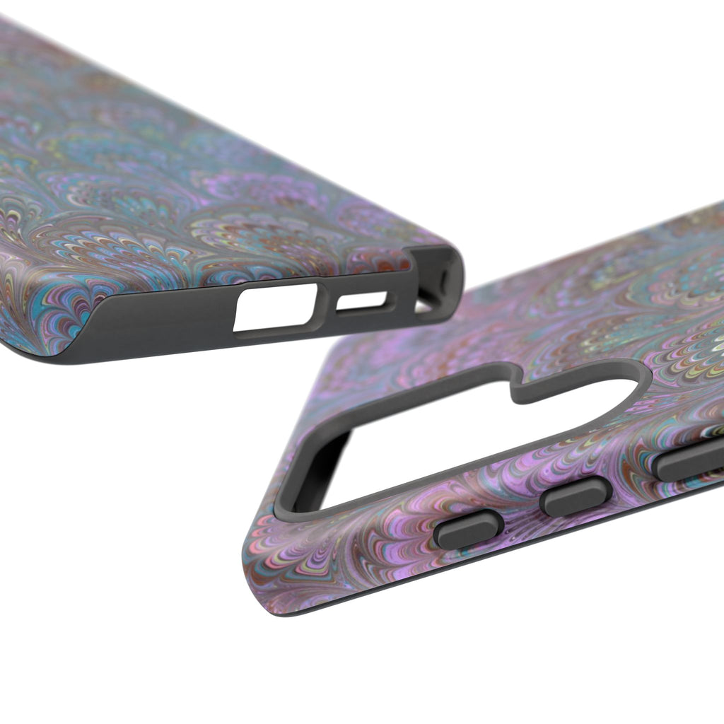 Lavender Marbled Peacock Durable Phone Case - Matte or Glossy