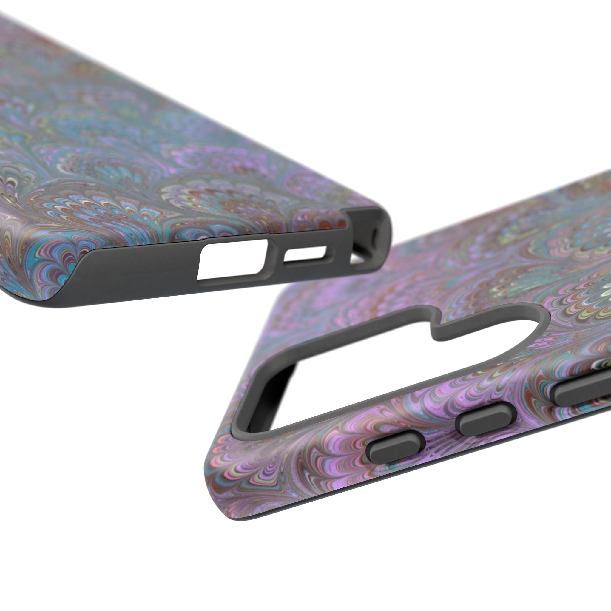 Lavender Marbled Peacock Durable Phone Case - Matte or Glossy