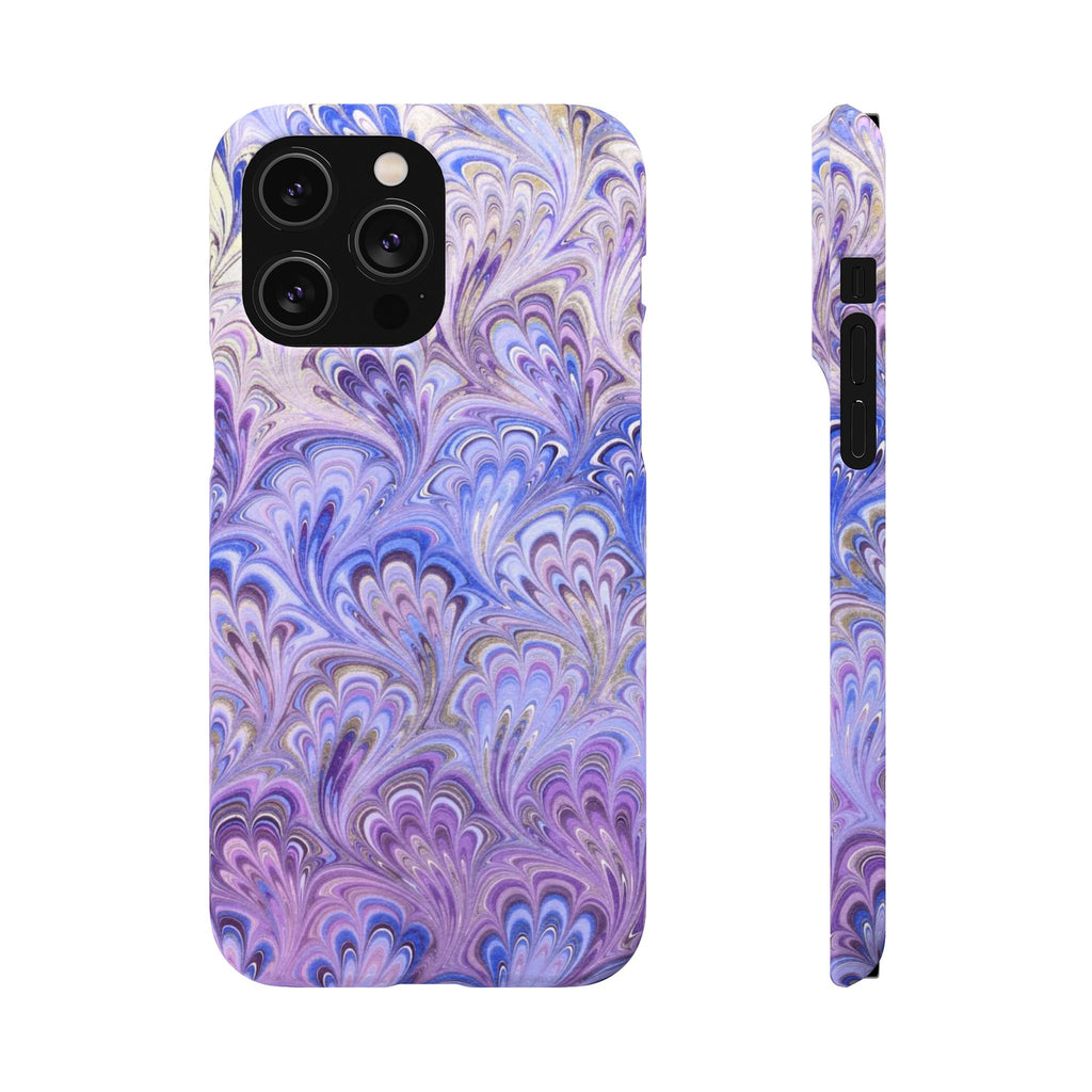 Marbled Feather Lavender + Purple Swirl - Single Layer Slim Phone Case