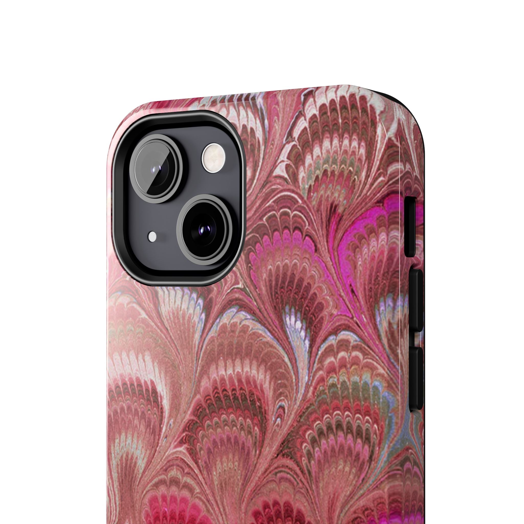 Pink Peacock Marble Italian Tough Phone Case — Durable Marbled Phone Case