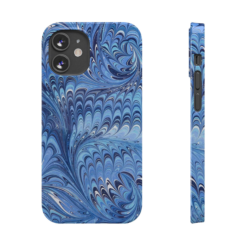 Blue Italian Marbled Design, Green and Blue Pallet, Slim Phone Case