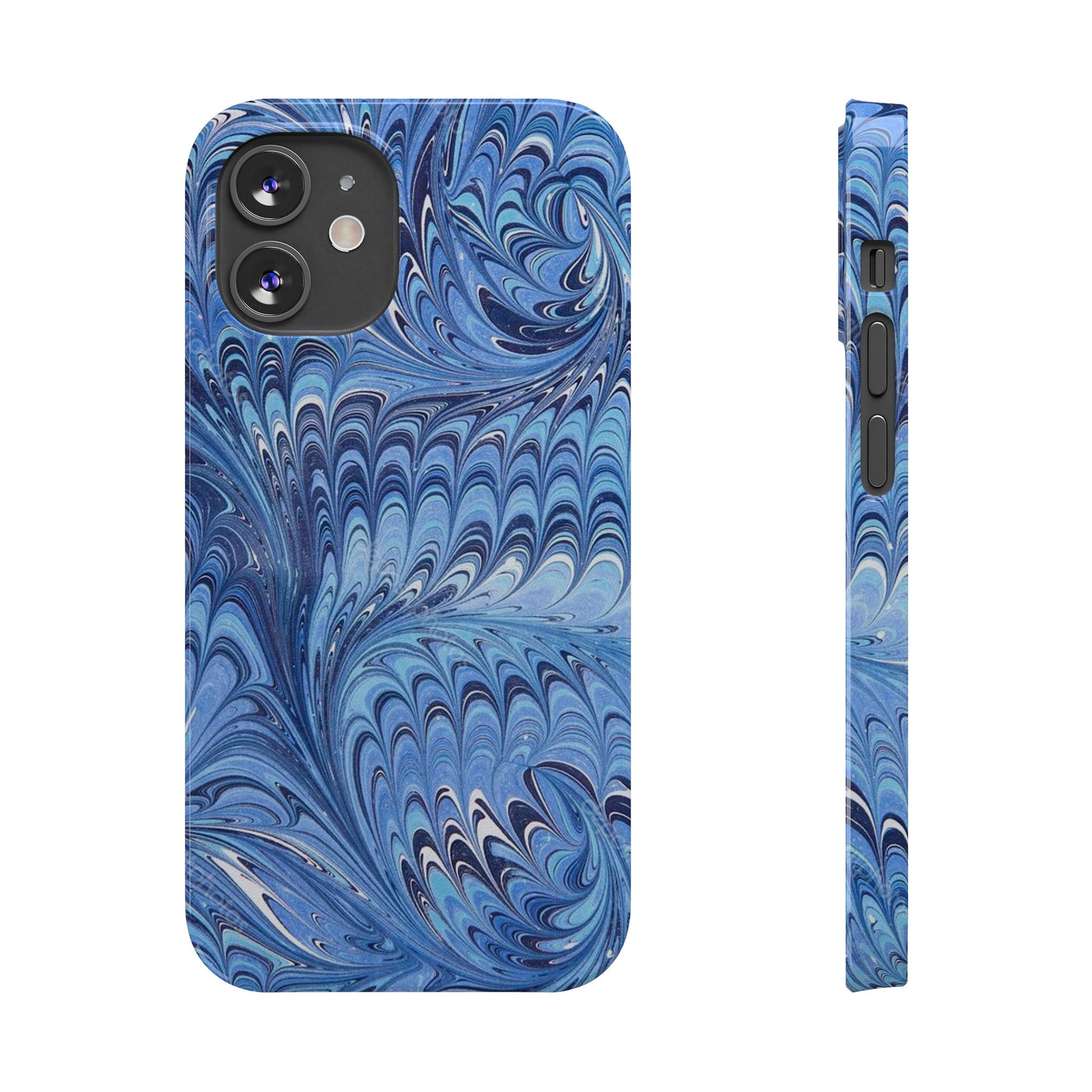 Blue Italian Marbled Design, Green and Blue Pallet, Slim Phone Case