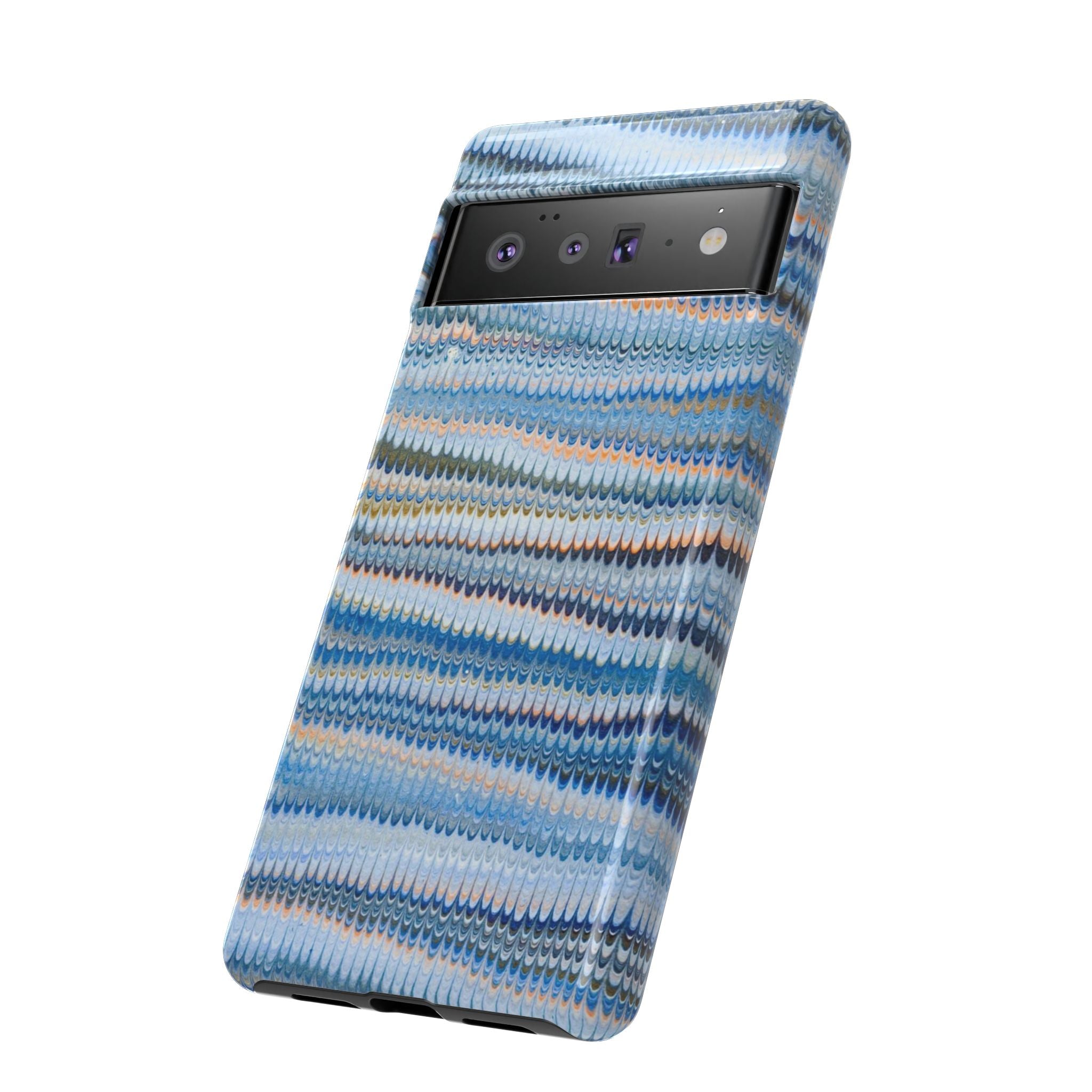 Blue Marbled Phone Cases iPhone 16 + Samsung + Apple + Google - all models, Vintage Marbled Design - Tough Cases