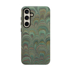 Marbled Peacock Durable Phone Case - Olive Green and Brown - Matte or Glossy