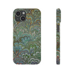 Deep Green Peacock Italian Marbled Design, Italy Feather Phone Case