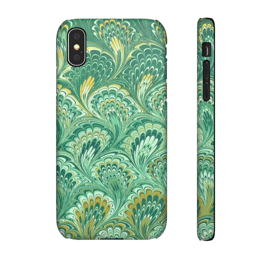 Marbled Feather Green Swirl - Single Layer Slim Phone Case