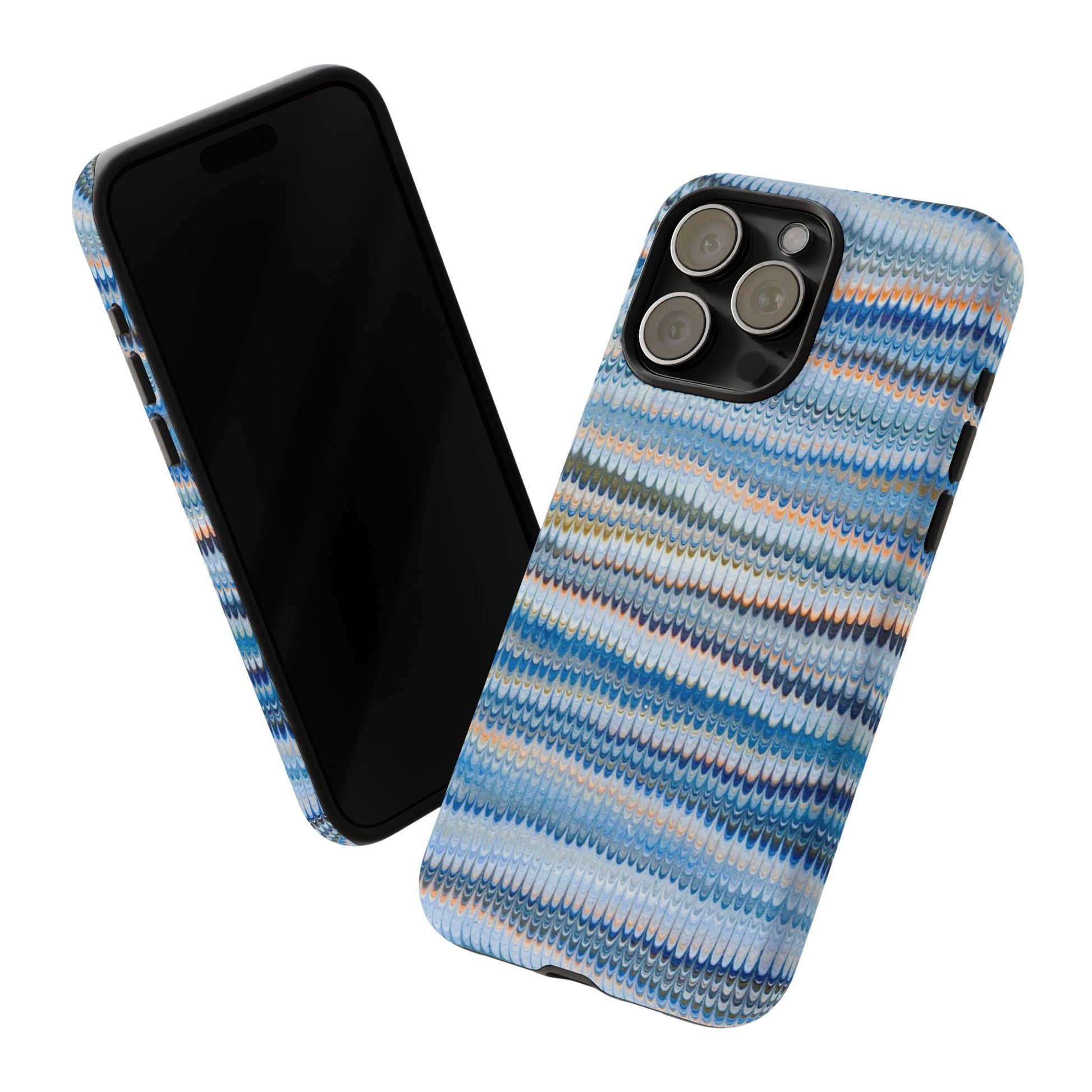 Blue Marbled Phone Cases iPhone 16 + Samsung + Apple + Google - all models, Vintage Marbled Design - Tough Cases