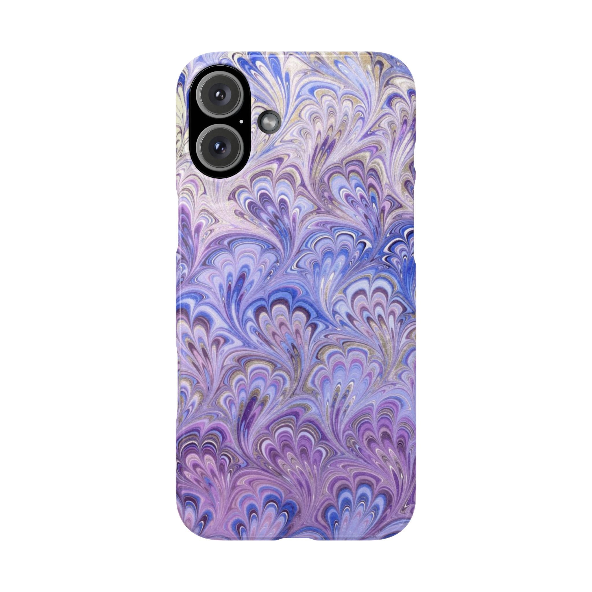 Marbled Feather Lavender + Purple Swirl - Single Layer Slim Phone Case