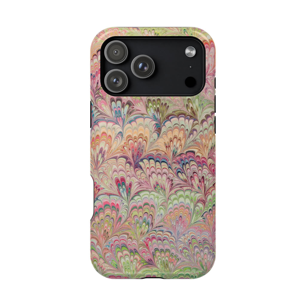 Marbled Pastel Pink and Green Impact-Resistant Phone Case for Apple + Samsung