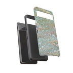 Blue and Green Feather Marbled Phone Case — Dual Layer - Tough Protective Phone Cover