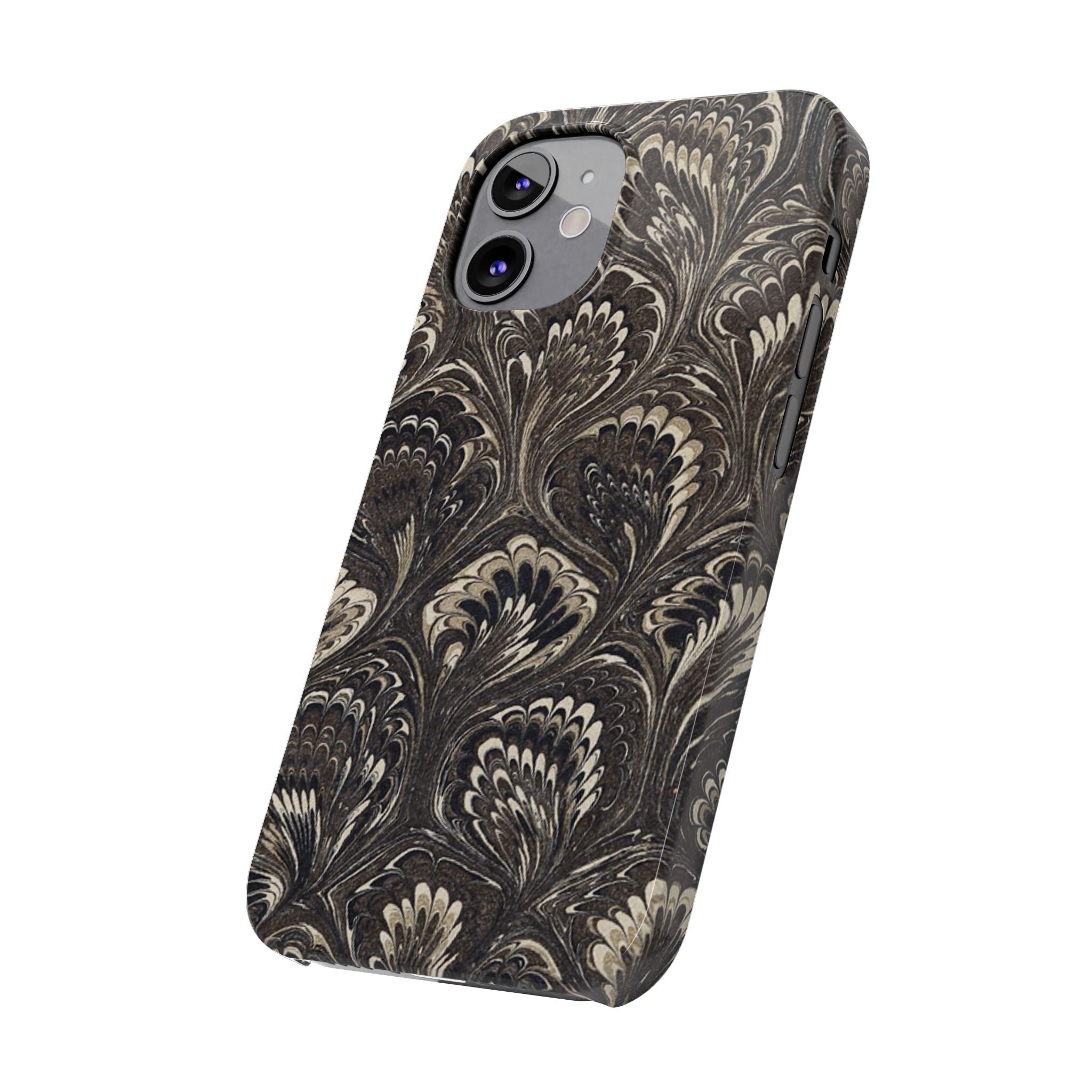 Black Italian Marble Design Slim iPhone 17 + all models Phone Cases