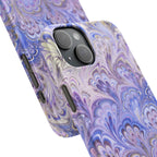 Marbled Feather Lavender + Purple Swirl - Single Layer Slim Phone Case