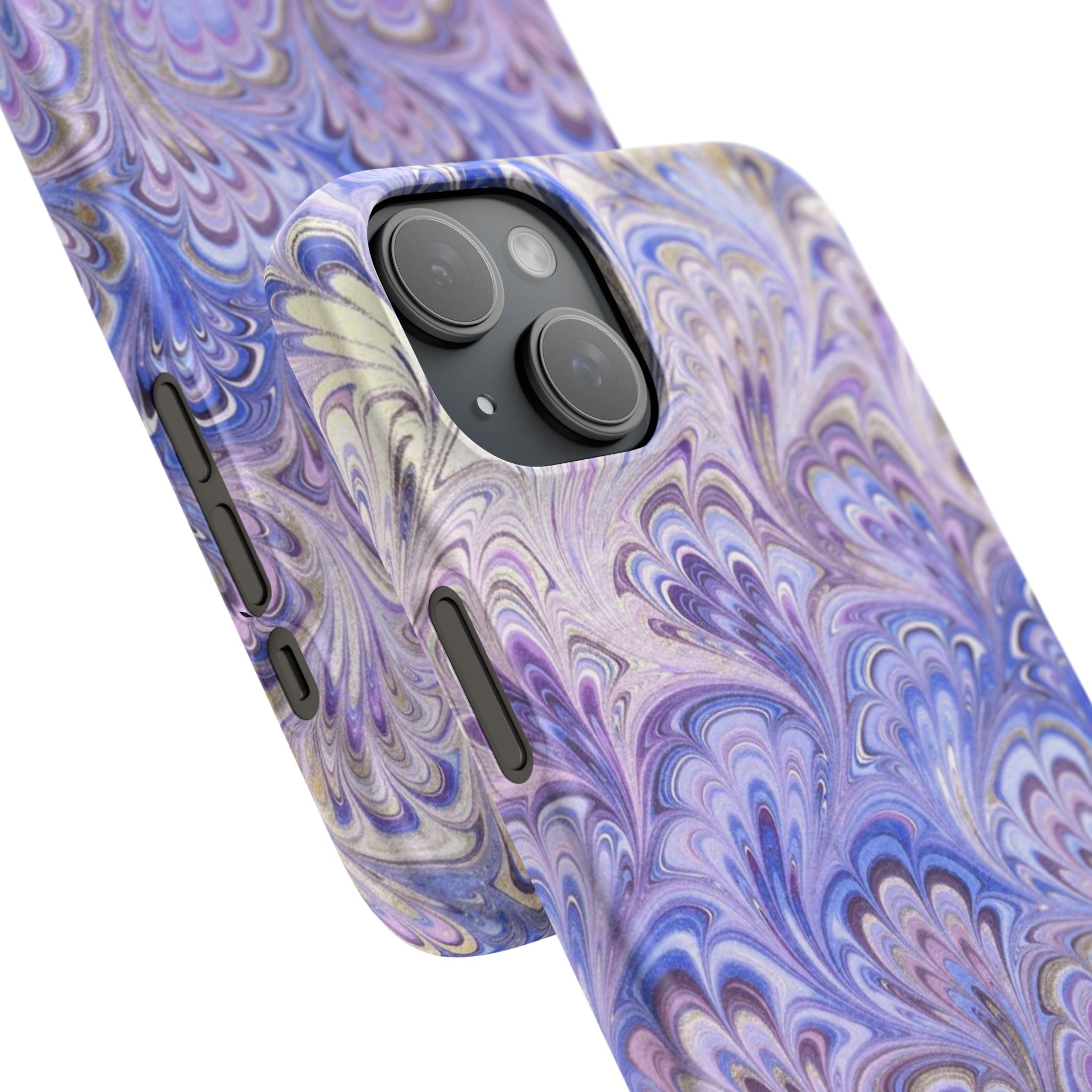 Marbled Feather Lavender + Purple Swirl - Single Layer Slim Phone Case