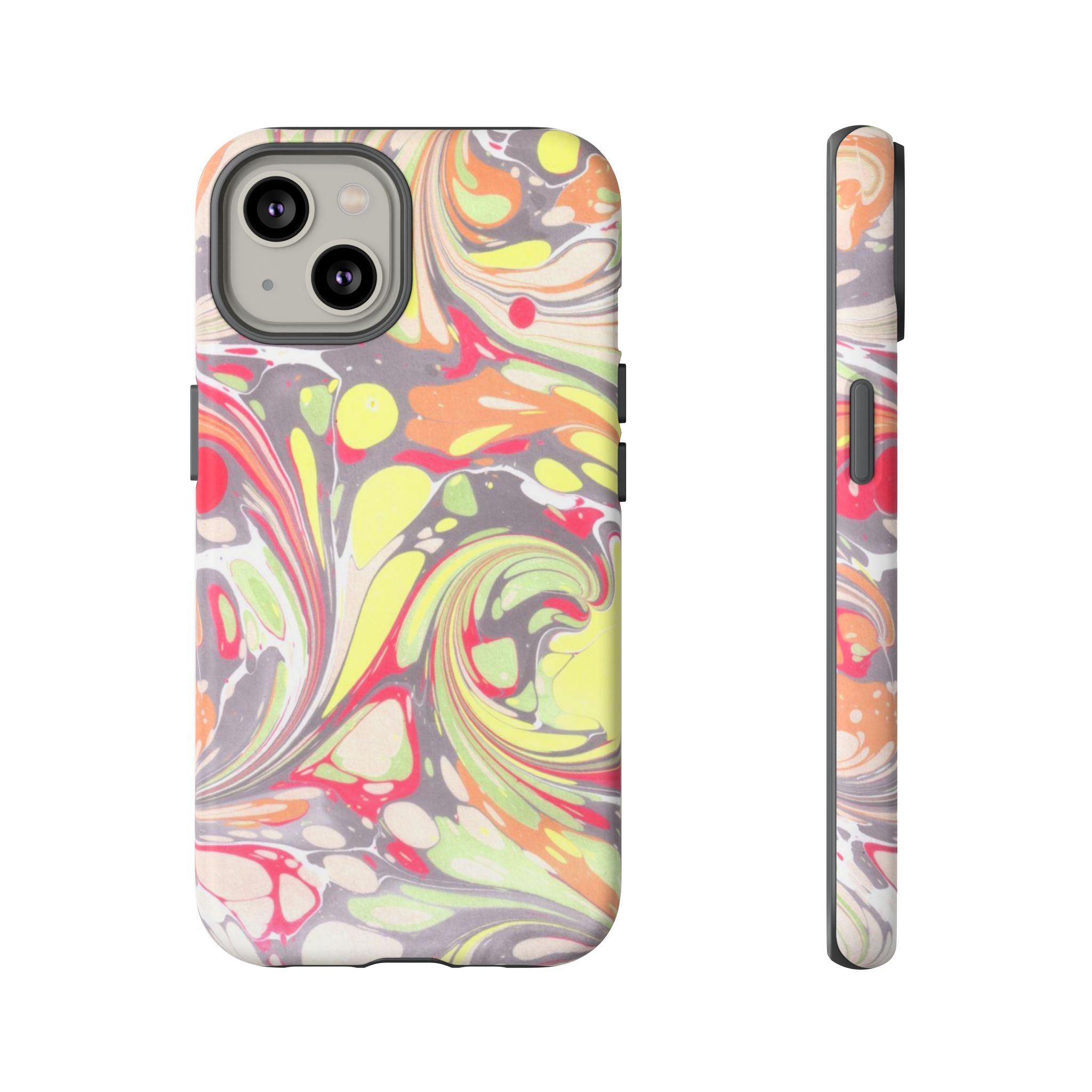 Yellow and Pink Swirl Marbled Italian Phone Case - Dual Layer - Matte or Glossy