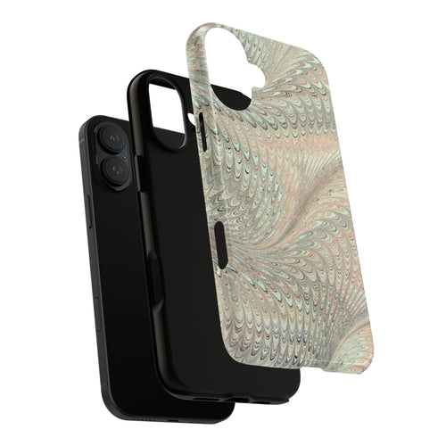 Beige and Mint Marbled Tough Phone Case, Multi-Color Dual Case